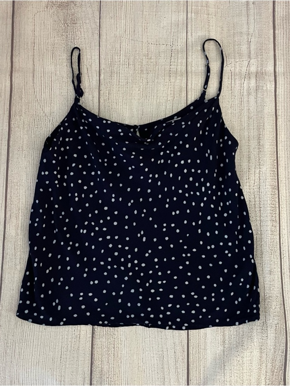 ELODIE Women’s Navy Polka Dot Spaghetti Strap Cami Top Size Small - Picture 2 of 7